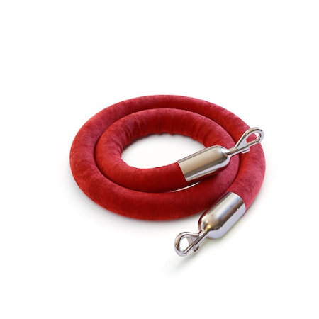 Velvet Rope Red With Pol. Steel Snap Ends 8ft.Cotton Core